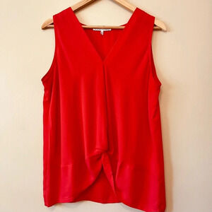 Violet + Claire| Bright Red-Orange Sleeveless Front Knot Top  Blouse Sz L